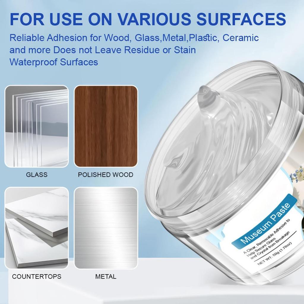 Museum Putty Wax 50g Removable Reusable Clear Adhesive for Mounting, Anti-Slip Vibration Proof for Exhibits, Artifacts, Ceramics