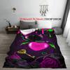 1pc Vibrant Heart & Key Design Flannel Blanket - Soft, Warm, All-Season Throw with Glittery Pink Hearts, Green Leaves, and Golde