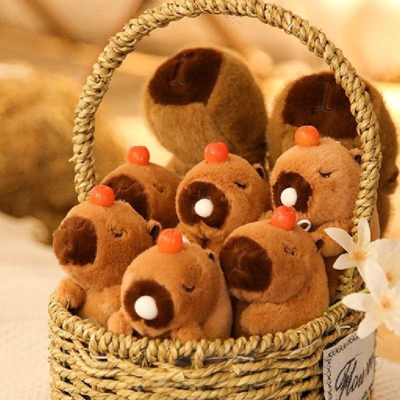 Colorful Capybara Stuffed Animal Key Ring Bag Charm Wag Tail Rodent