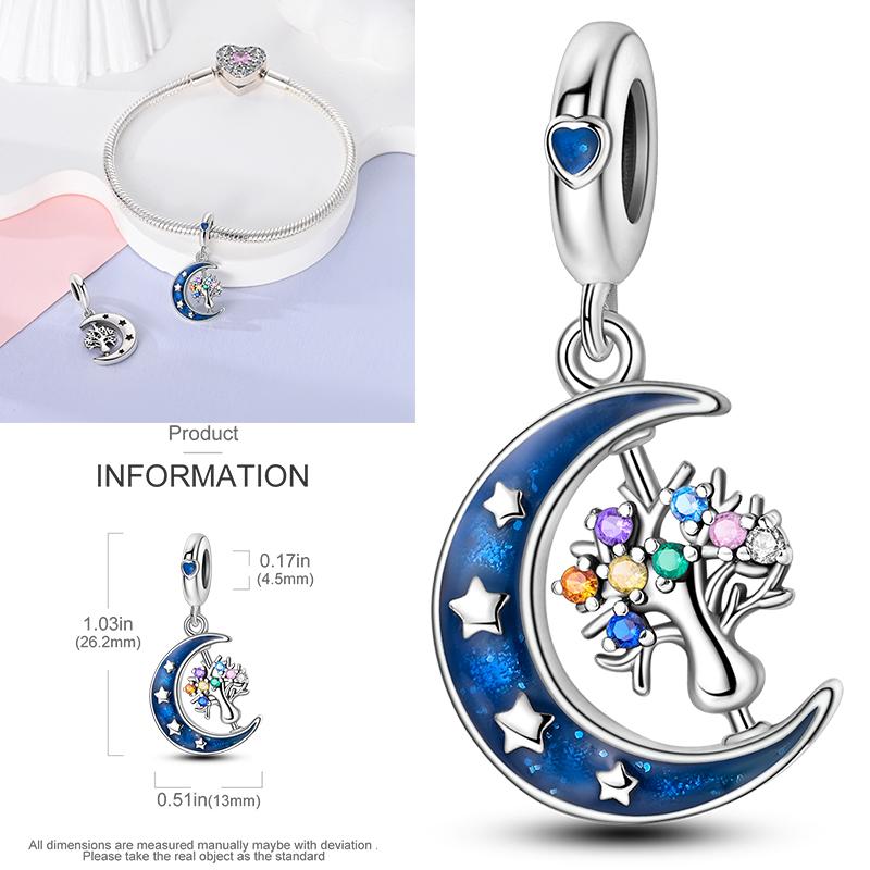 Charms Bead Copper Starlit Sky Moon Sun Earth Universe Charm Fit Bangle Bracelet Necklace Diy Jewelry