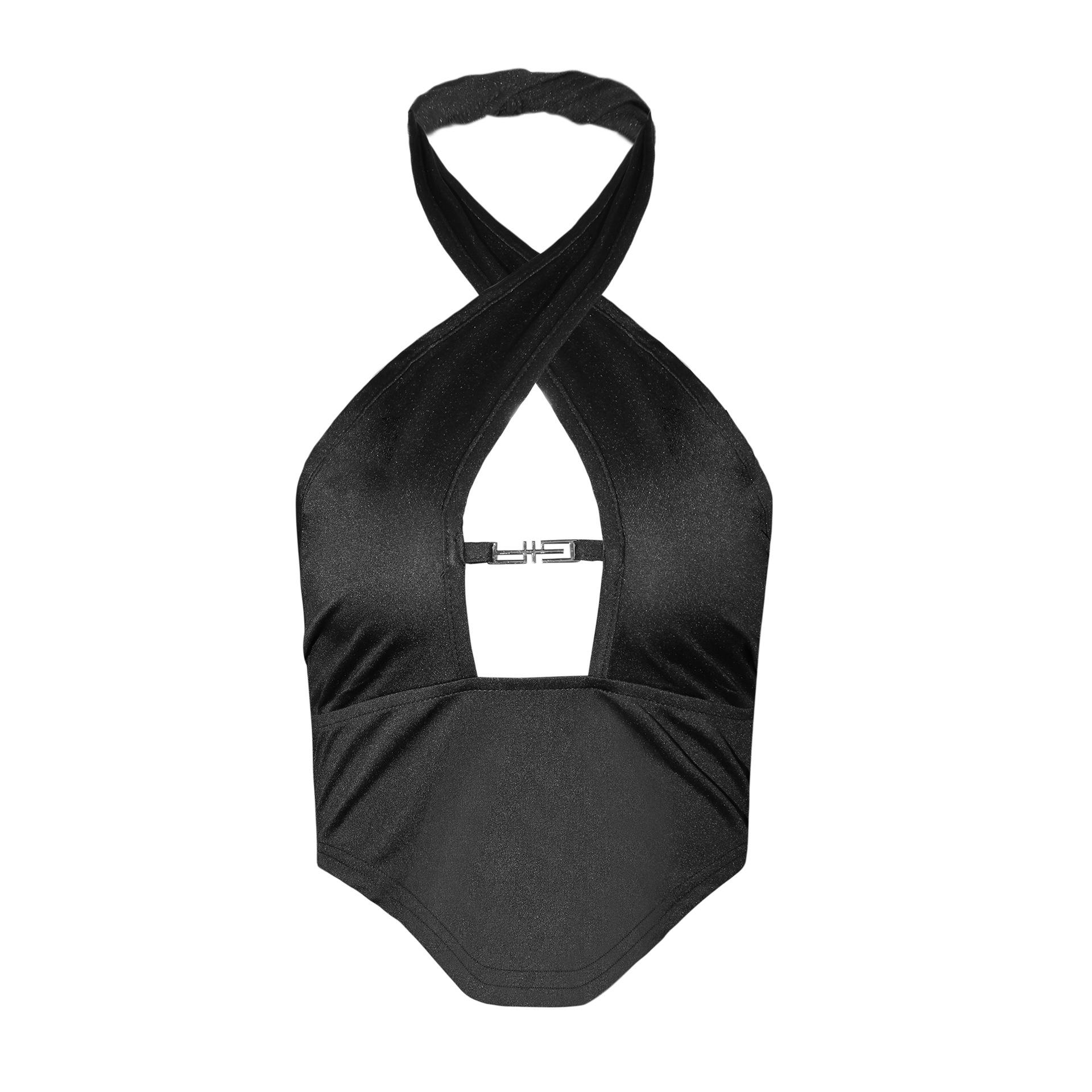 

Топ на бретелях, однотонный укороченный топ с лямкой на шее, женский летний регулируемый плечевой ремень, майка с открытой спиной, повседневный женский укороченный жилет без рукавов S чёрный