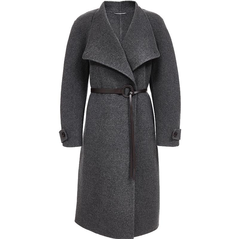 VEROMODA Women's Wool Blend Belted Mid-Length Coat