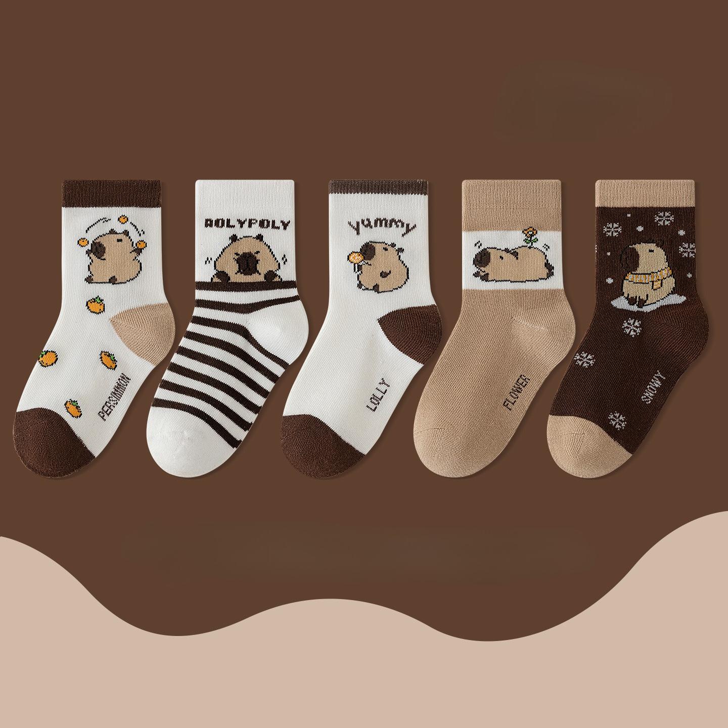 

5 Pairs Children s Socks Autumn and Winter Product Cartoon Girl Boy Socks Cute Cotton Socks XL