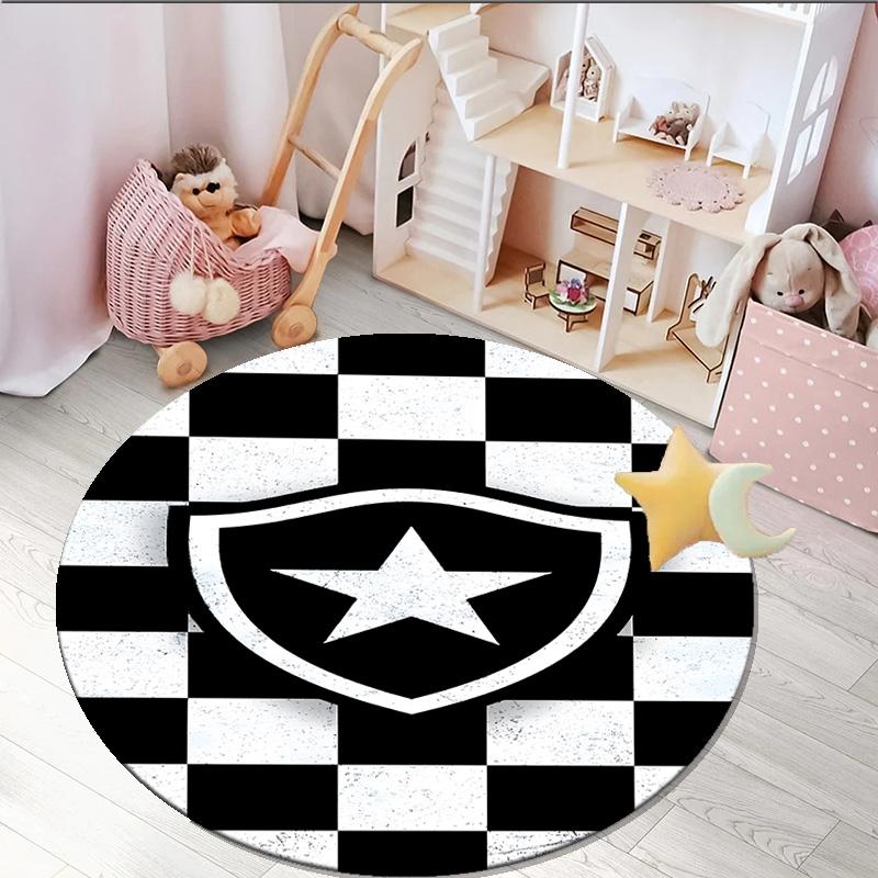 1PC round rug Shield With Star Emblem Printed Round Area Rug ,Rug For Home Office, Round Chair Rug, Decorative Carpet Fan gifts Christmas gift