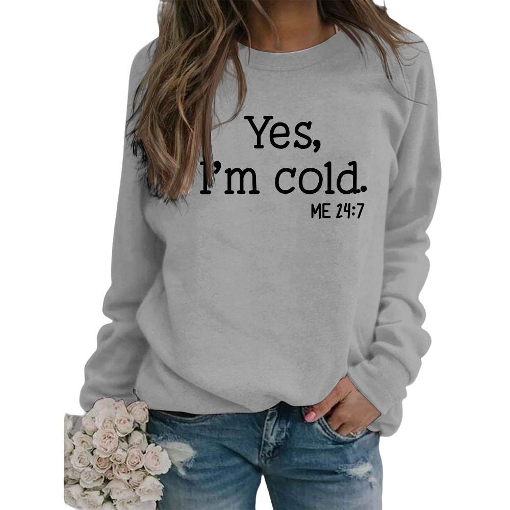 European and American Casual Loose Printed Letter Round Neck Long Sleeve Comfortable Hoodie
