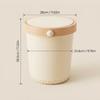 Beige Plastic Trash Can with Lid Push Button Round Wastebasket Odor-Proof Bathroom Kitchen Garbage Bin Desk Bedroom Dustbin