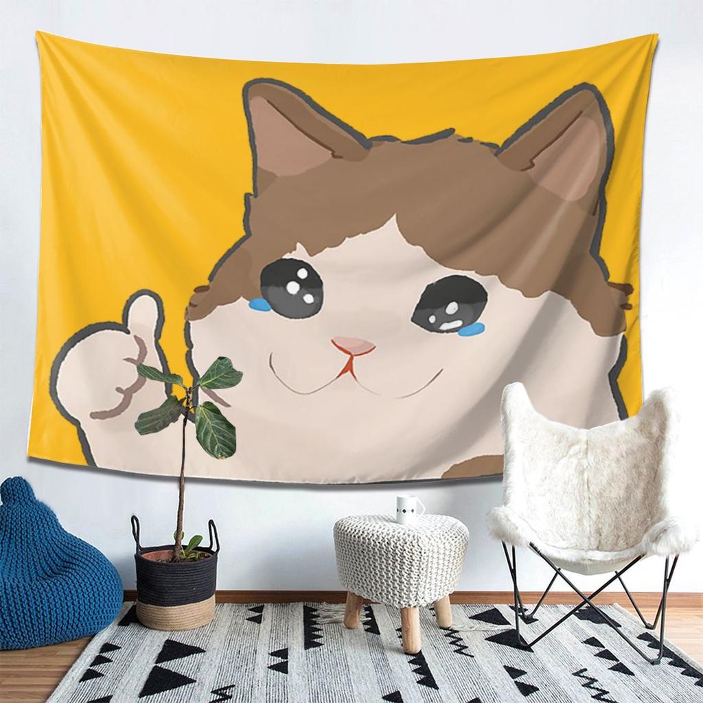 Crying Cat Meme Tapestry Decor Art Aesthetic Tapestries for Living Room Bedroom Home Wall Cloth Wall Hanging