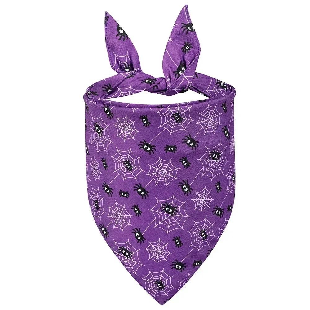 1×Halloween Dog Bandana Pet Triangle Scarf Pumpkin Ghost Pattern Adjustable Dog Bib Costume For Small Medium Dogs Cats Accessory