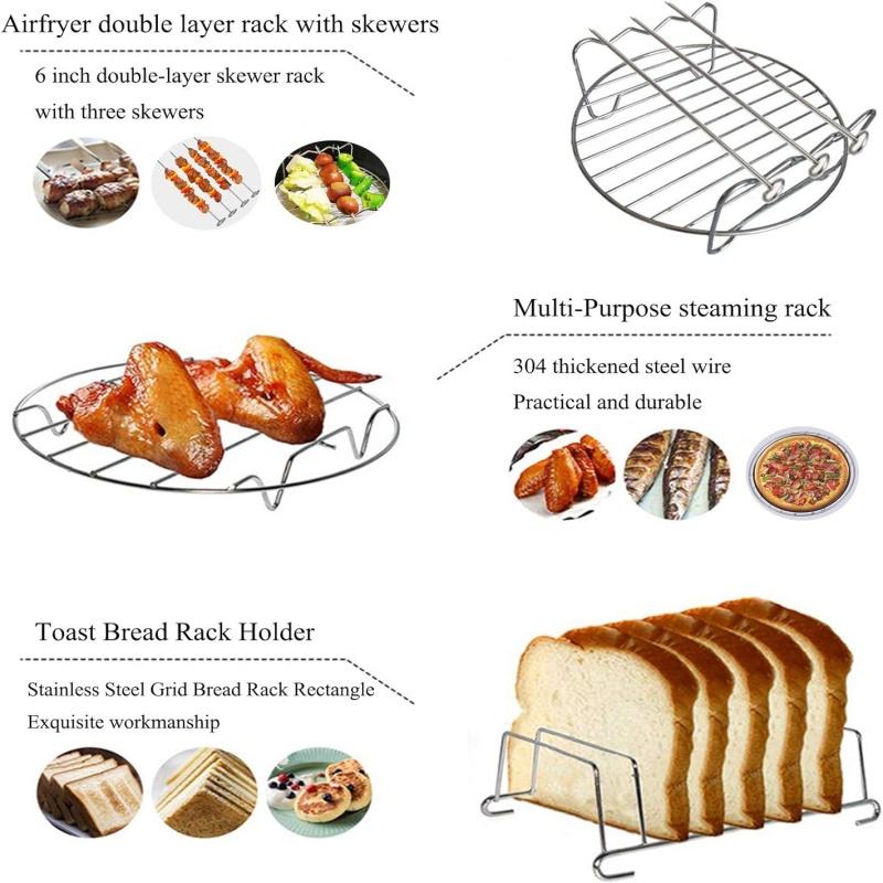Air Fryer Rack Bread Rack Digester Multipurpose Stainless Steel Holder Cross Wire Grill Cookware BBQ Steamer Roasting Kitchen