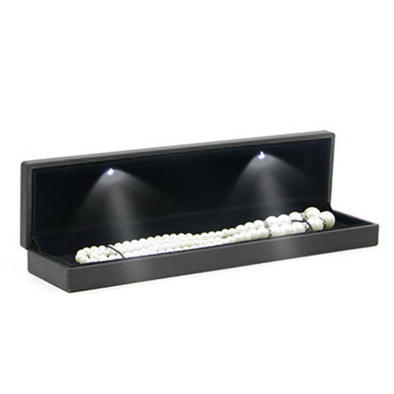 Luxury Bracelet Box Square Wedding Pendant Ring Case Jewelry Gift Box with LED Light for Proposal Engagement Wedding