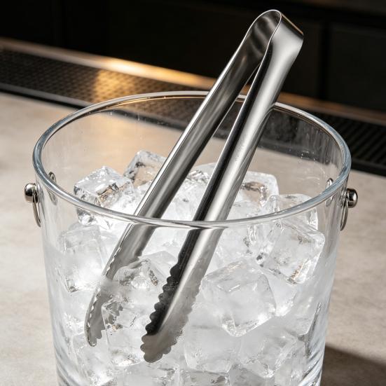 Stainless Steel Ice Tongs with Serrated Grip Heavy-Duty Food Clips for Bars Restaurants Rust-Proof Kitchen Utensils for Ice Cubes Sugar Snacks