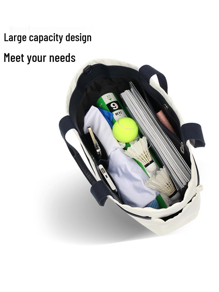 Canvas Striped Tennis Tote: Fashionable Ladies' Crossbody Handbag & Beach Sports Bag