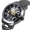 Luxury Men's Roman Numerals Tungsten Steel Mechanical Skeleton Wrist Watch