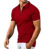 Men Solid Color Zipper Short Sleeve Polo Shirt Casual Top