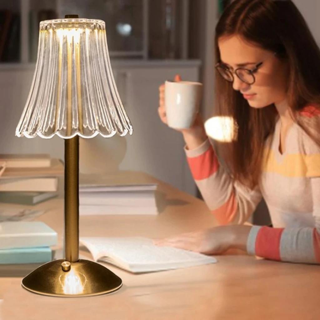 New Rechargeable Modern Crystal Table Lamp - Elegant Touch Dimming USB LED Night Light for Bedroom Decor and Ambient Lighting