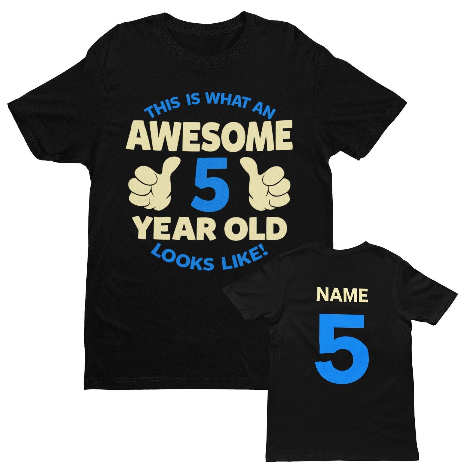 Personalized 5th Birthday T-Shirt: Awesome 5 Year Old Design 4XL