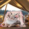 1pc Floral Bunny Ears Outdoor Flannel Blanket , Machine Washable Perfect Gift for Birthday , Holiday Travel Accessory , Durable Material