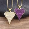 Nidin Romantic Heart Shape 4 Colors Crystal Pendant Necklace Sweet Girl Copper Zircon Jewelry Charm Valentine's Day Wedding Gift