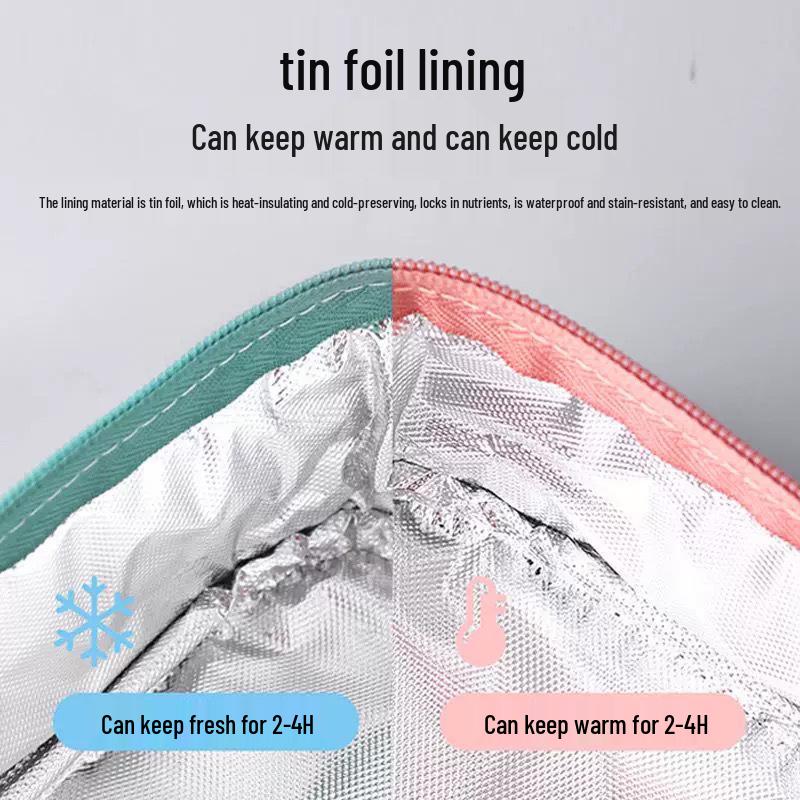 Portable Insulated Bento Lunch Bag: Large Capacity, Hand-Held Cooler with Dopamine Aluminum Foil for Office Workers and Students