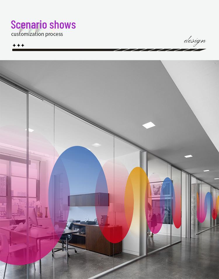 Ultra-Transparent Gradient Glass Film: Round Removable Office Partition Sticker