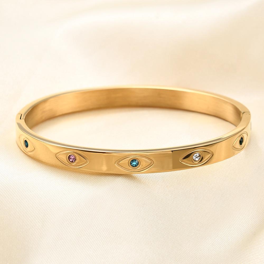 Demon Eye Titanium Steel Bracelet: 6MM 18K Gold, Stylish & Elegant