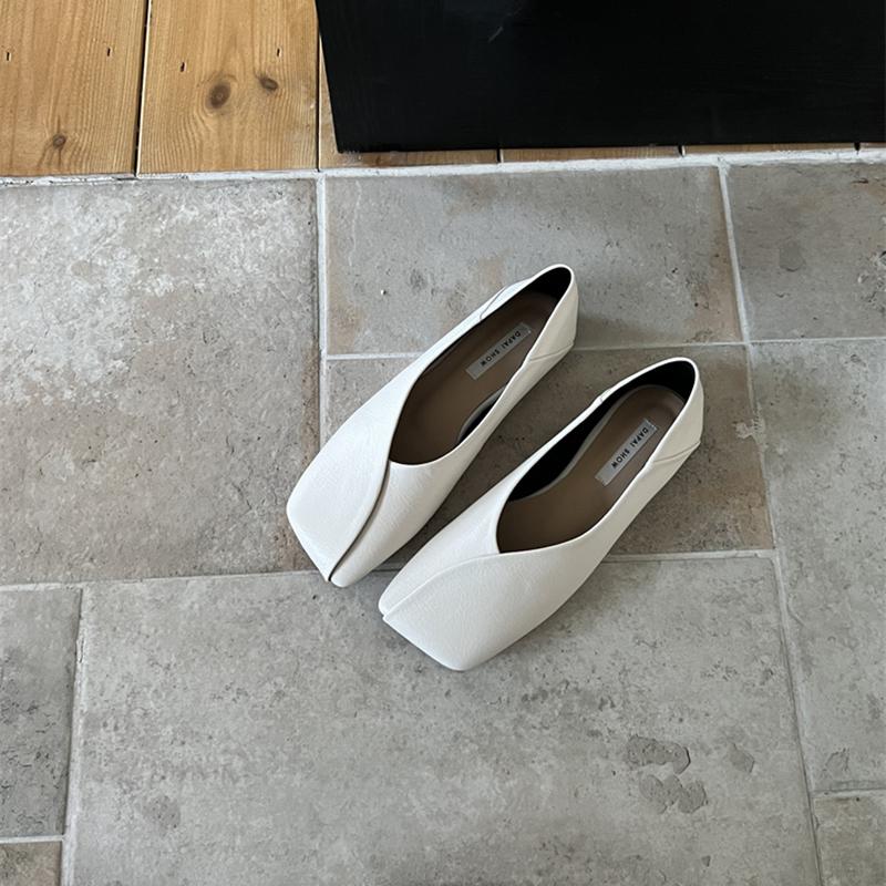 

2025 Весна Осень Слипоны Женские Туфли Мэри Джейн Модные С Квадратным Носком Женские Уличный Стиль Мягкая Подошва Платье Балетки 35 бежевый