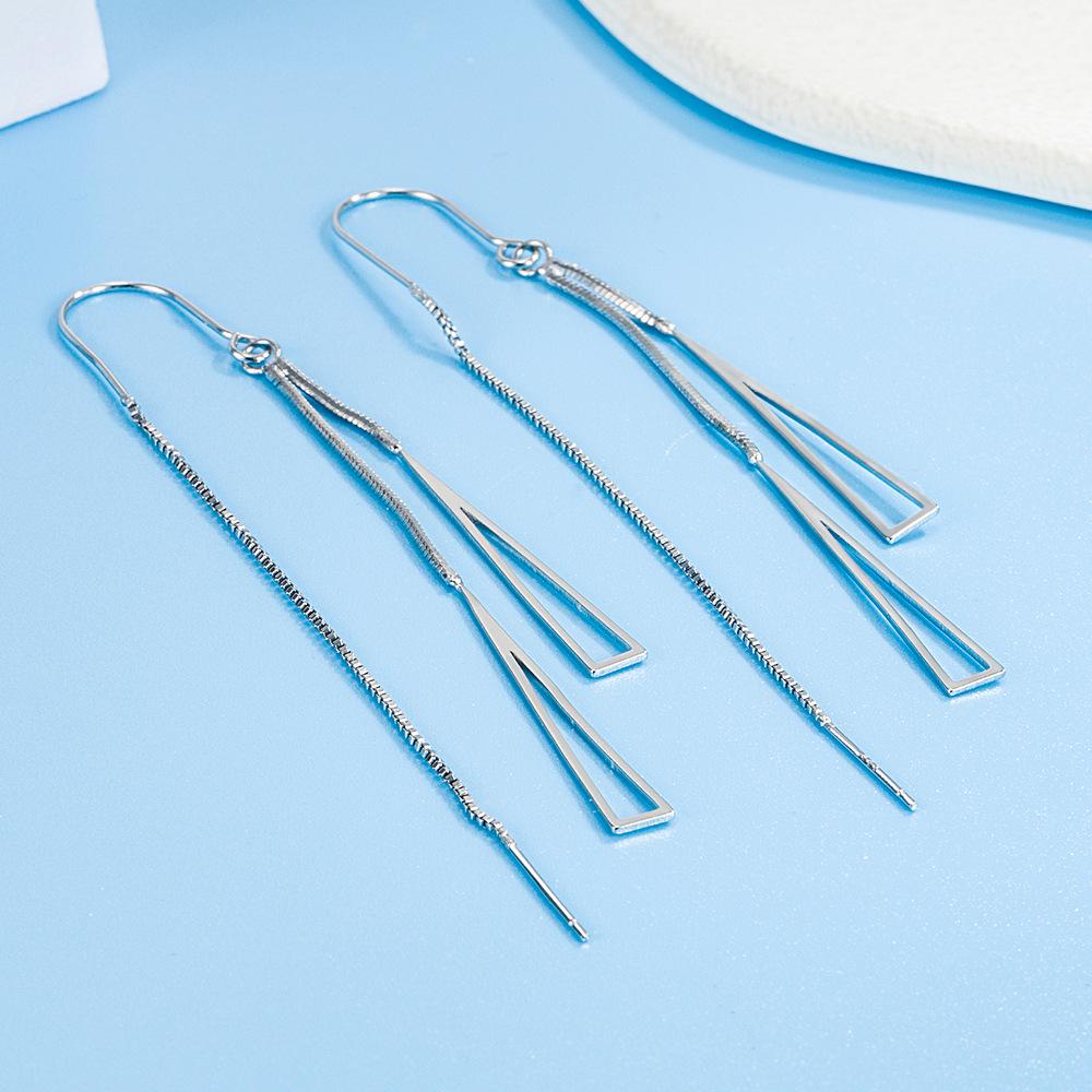Elegant Korean Style Geometric Triangle Tassel Ear Cuffs for Women - 2022 Trendy Long Layered Earrings