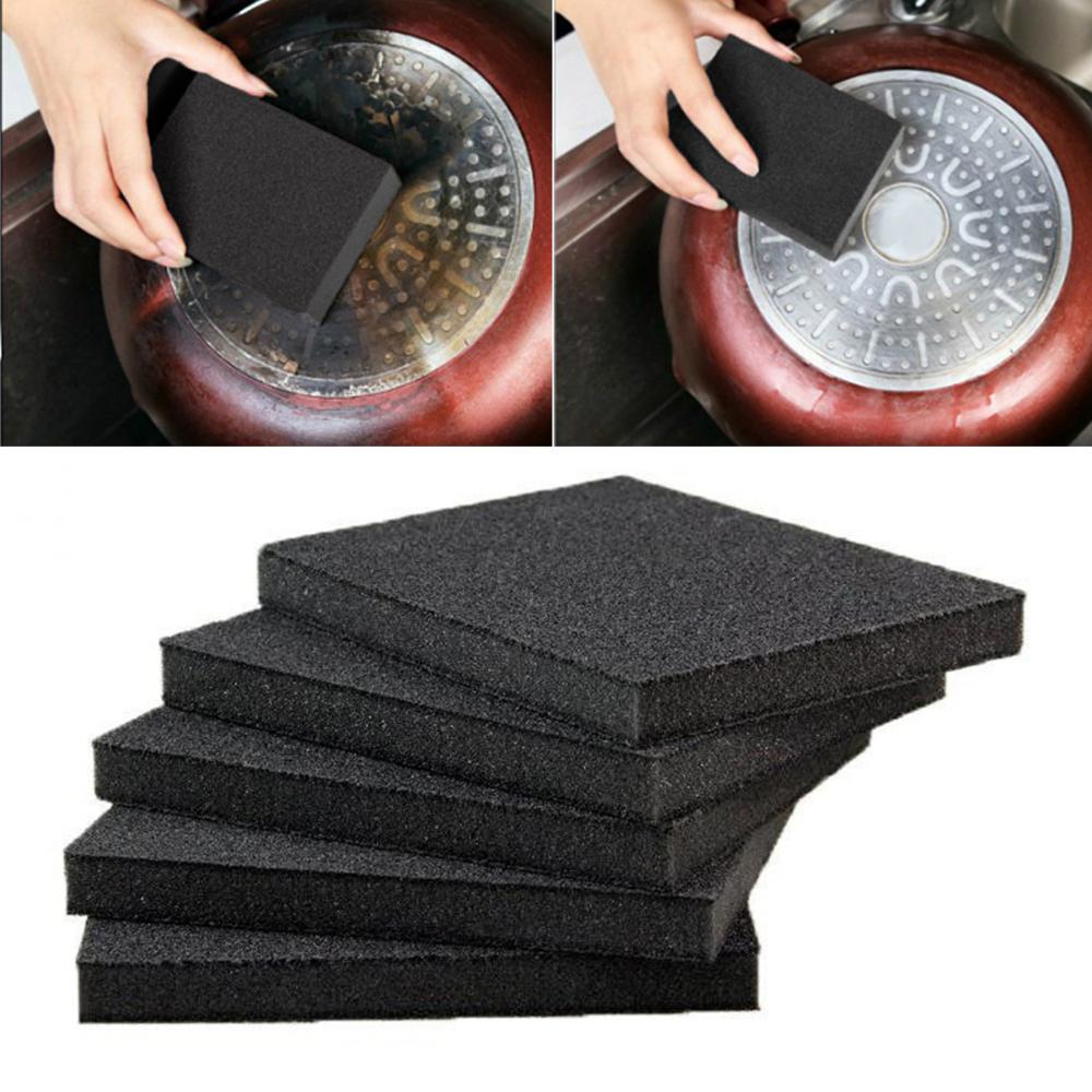 1/3/5pcs Black Emery Sponge Kitchen Emery Cleaner Rub The Pot Except Rust Focal Spots Sponge Kitchen Cleaning Accessories