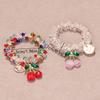1pc Colorful Crystal Cherry Hair Rope Sweet Rhinestone Hair Ring High Elastic Headband Bracelet Dual Use Tendon Headwear