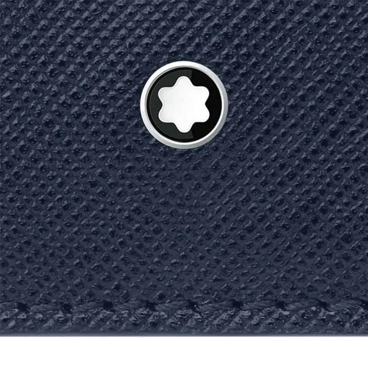 Montblanc 6 Card Slot Leather Wallet Men Wallet Blue 128585