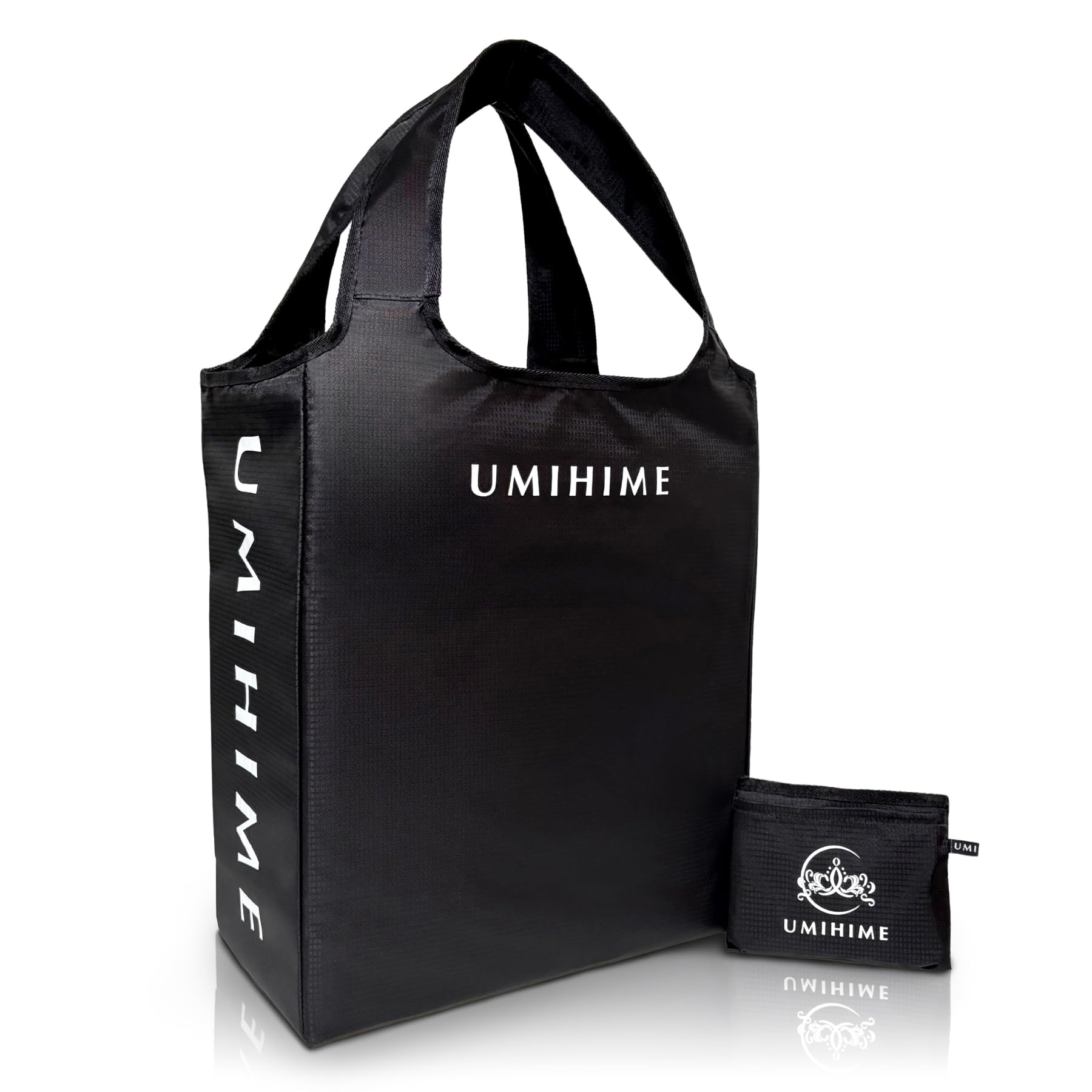 

Эко Большая Сумка-Тоут с Ластовицей для Покупок Моя Эко [UMIHIME] Сумка, Вместительная, Складная, Компактная, Большая, Стильная, Прочная, Сумка, Сумка, Подсумка, Сумка, Черная, чёрный