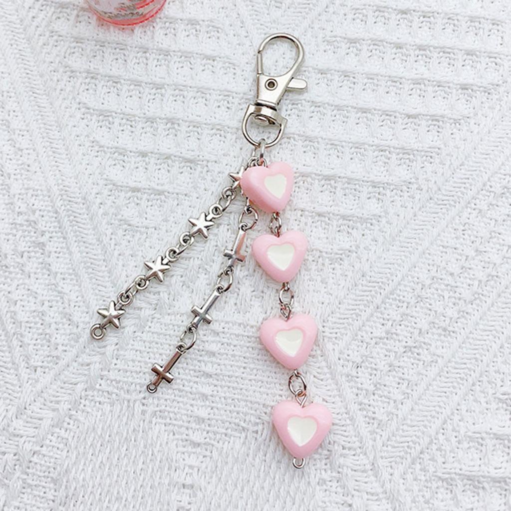 Eye Catching Phone Lanyard Bowknot Heart Cross Star Chain Pendant Keychain Colorful Beaded Keyring Bag Accessory