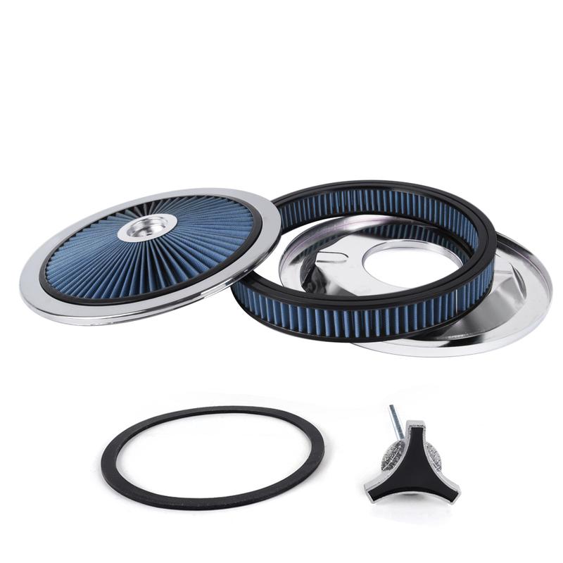 RASTP- Universal Air Cleaner Filter 14" Wide 2" Tall With Super Flow Thru Lid Washable Round 5-1/8-inch Neck Flange OFI178