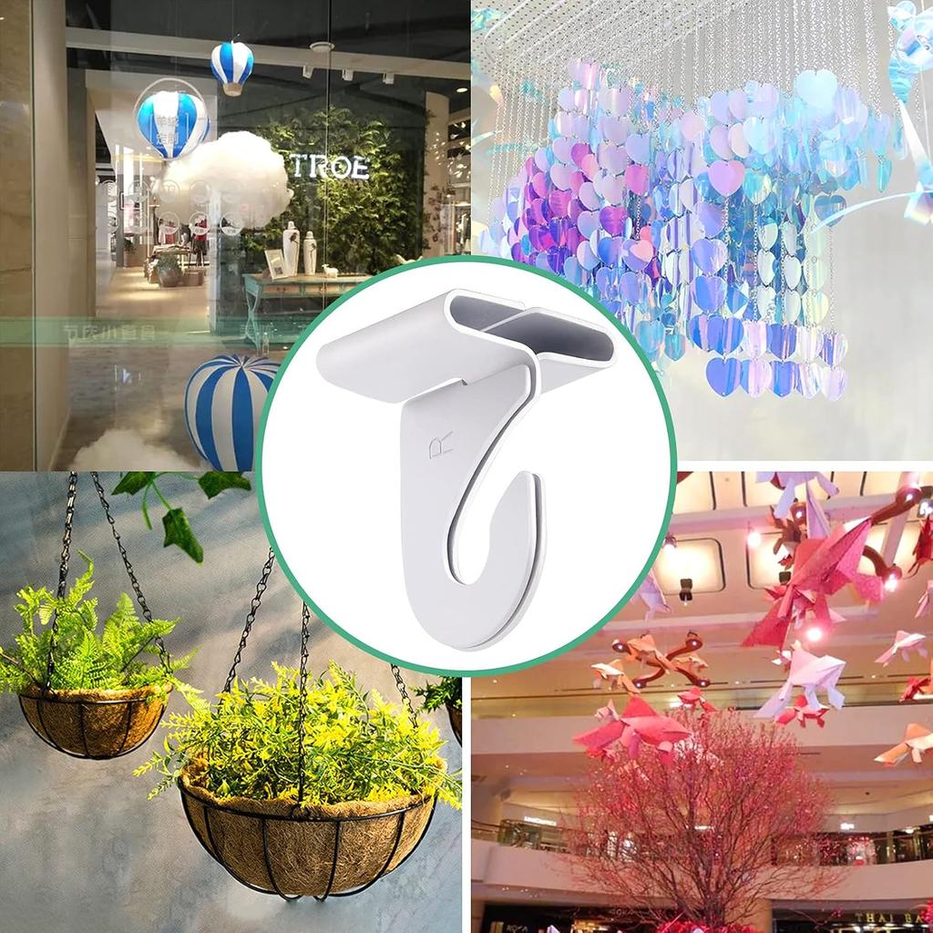 8 Pair Drop Ceiling Hooks for Hanging,White Heavy Duty Ceiling Hooks,Metal T-Bar Hooks,Suspended Ceiling Tile Hook Ceiling Clips for Home Classroom