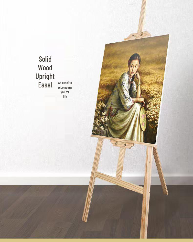 Șevalet Reglabil din Lemn Masiv Pliabil pentru Studenți la Artă - Panou de Afișare și Schi de Podea