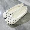 Geteilte Zehenschuhe Damen Polka Dots Ein-Pedal Einzelne Schuhe Damen Flachboden Flache Öffnung Vielseitige Geteilte Zehenschuhe Mary Jane Damenschuhe
