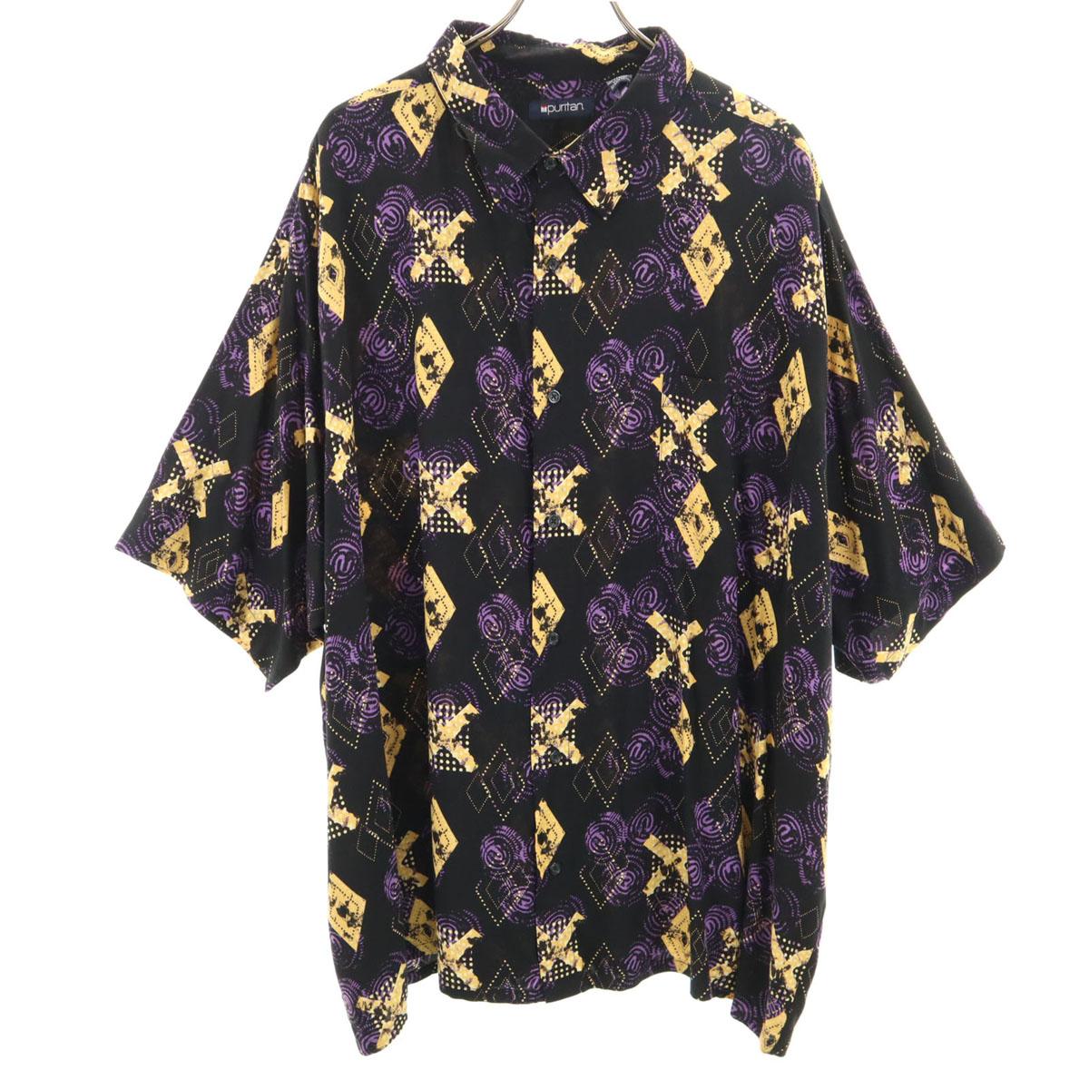 

puritan 90s Rayon Old Overall handle Short sleeve shirt 3XL Big Size Men s Used