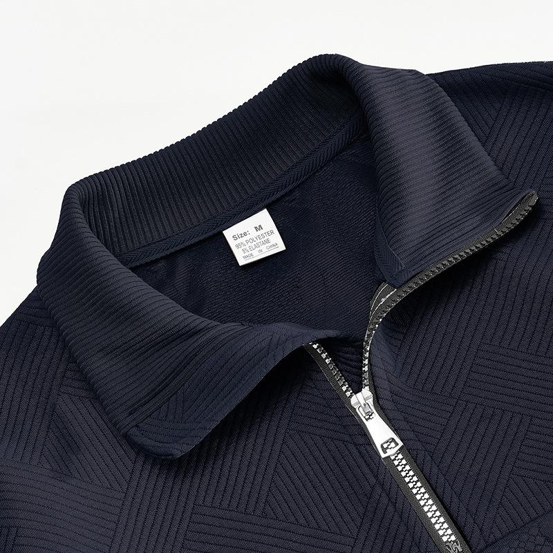 Retro Casual Stand Up Collar Zipper Pullover Loose Knit Jacquard Autumn/winter Long Sleeved Sweatshirt