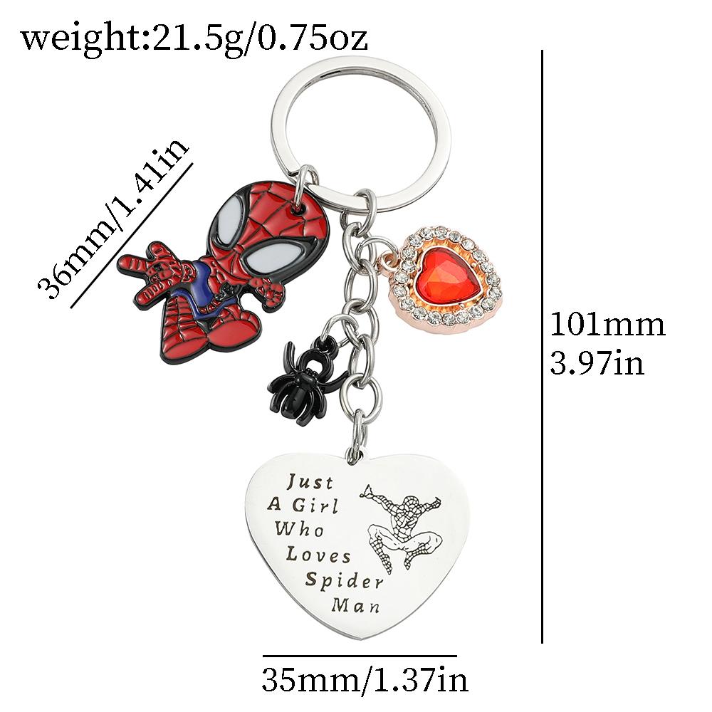 Spiderman Model Keychain Avengers Superhero Spider Man Key Chain Cartoon Figure Keyrings Accessories for Bag Ornament
