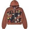 Unisex Hooded Zip-Up Sweatshirt With Camo Print Loose Fit Streetwear Teens Adults