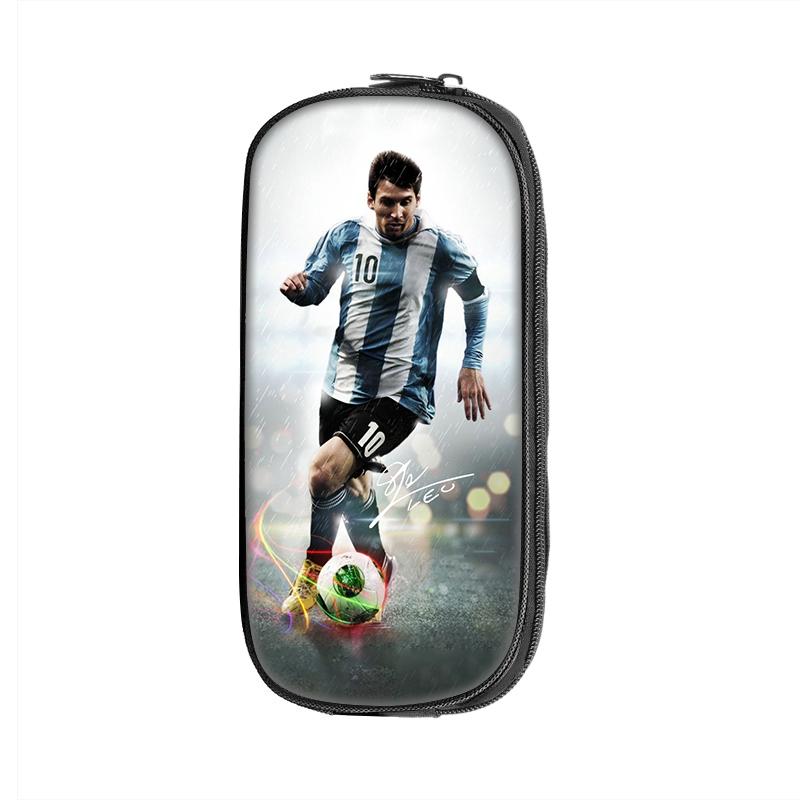 Patroon Pennenbakje Student Sport Schoolbenodigdheden Rits Potloodtasje Voetbalster M-Messi Grote Capaciteit Etui make-uptasje