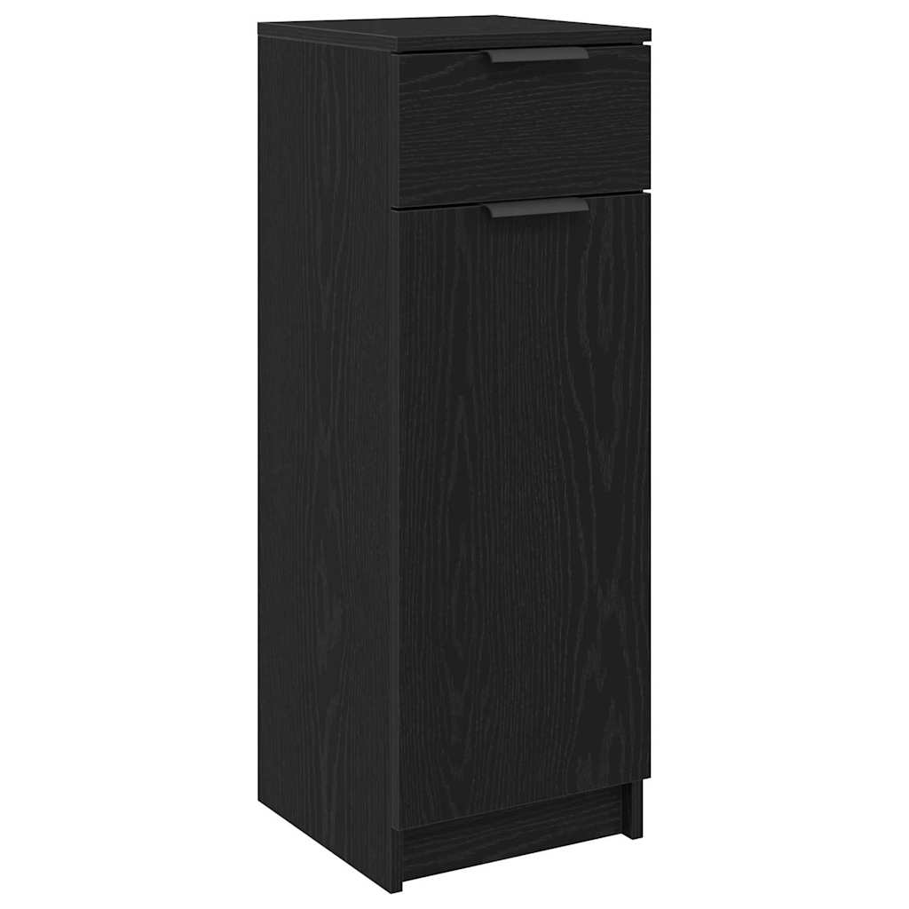 Bathroom Cabinet with Door Black Oak Effect 32 x 34 x 90 cm
