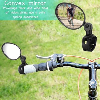 2 Stück Schwarzer 360° Verstellbarer Fahrrad-Rückspiegel mit Weitwinkelobjektiv - Langlebiges PVC, Universelle Passform für Renn- & Mountainbikes.