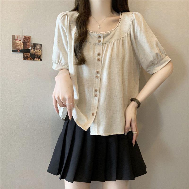 2025 Summer Gentle Fashion Plus Size Lace Short-Sleeve Top for Women