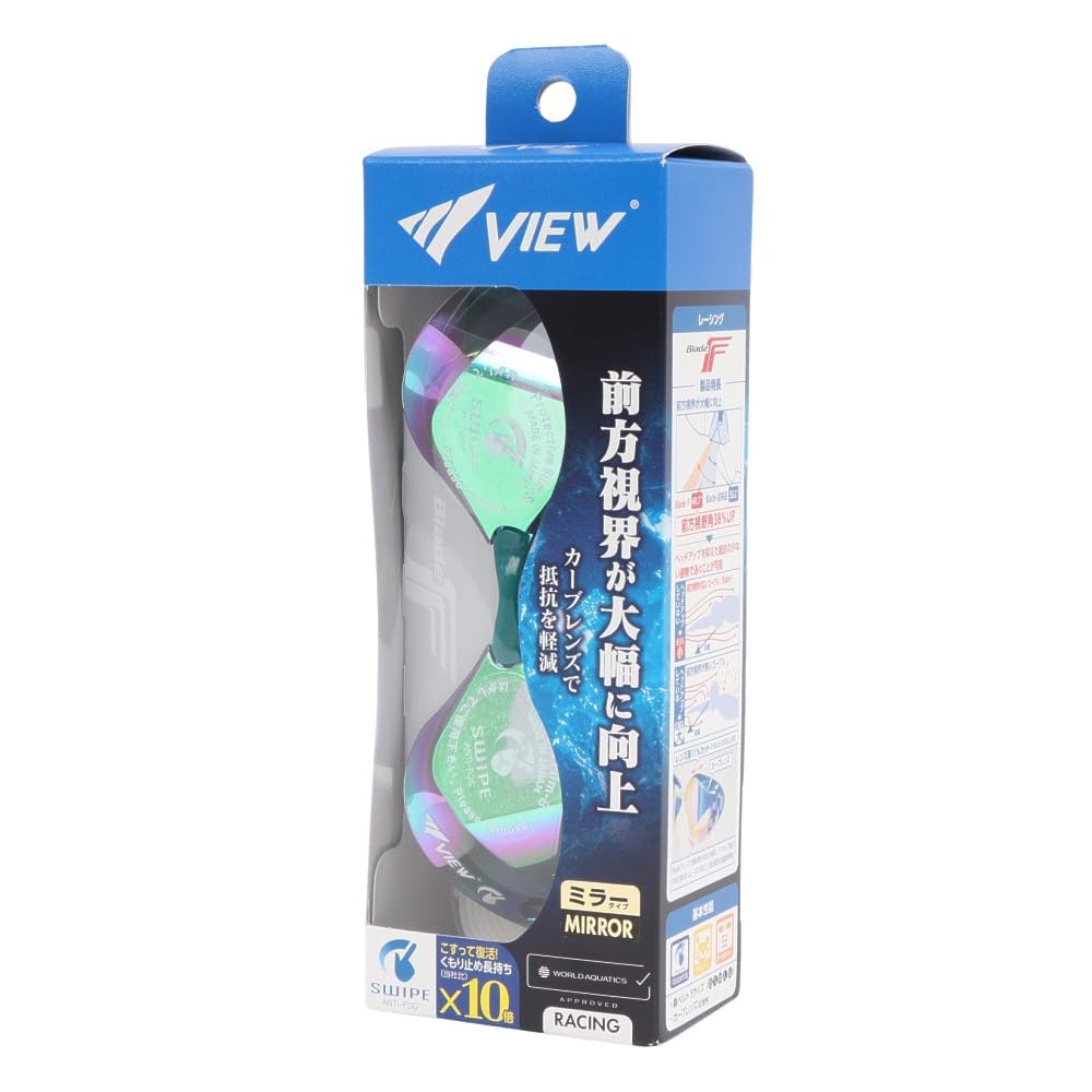 VIEW Swimming Goggles Blade F Mirror Swipe SKBR SKEM x Green FF (White / / Men's, Lady's)