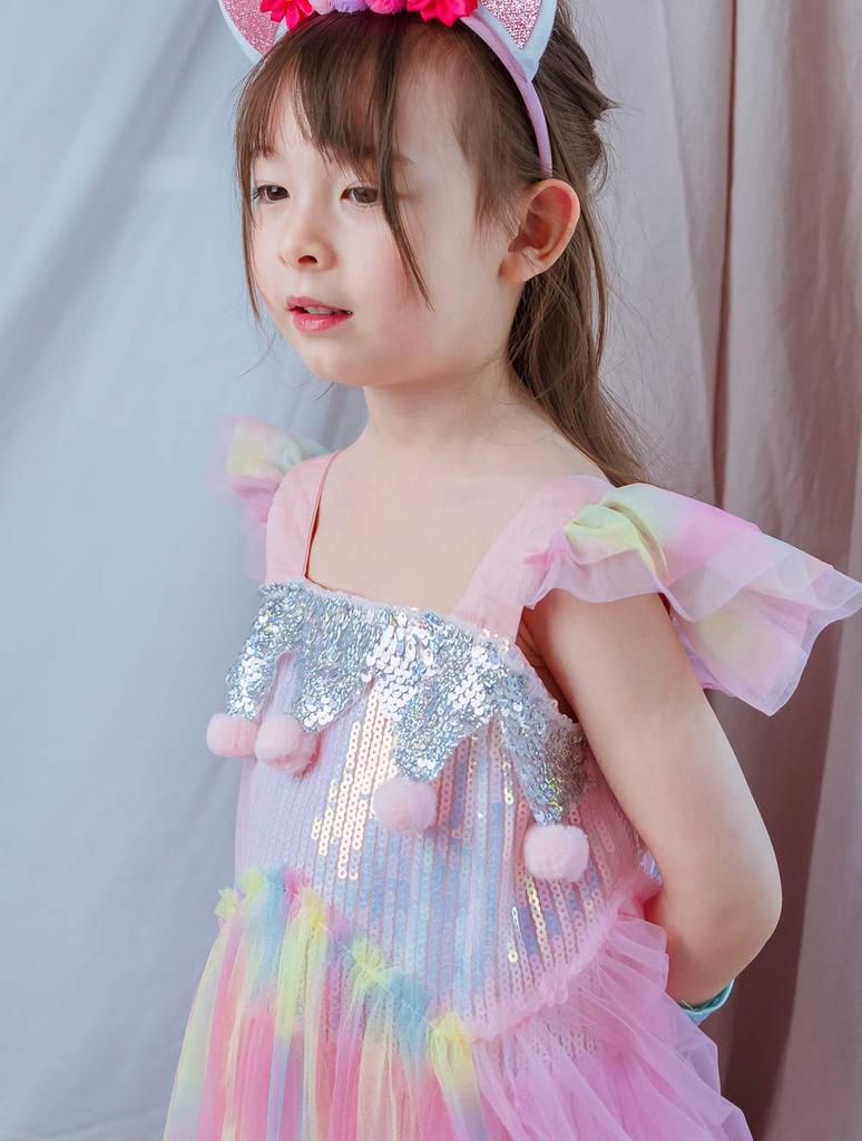 Dressy Daisy Unicorn Princess Luxurious Party Ages Girls' Dress, Pink, Sequins, Halloween, Christmas, Costume, 7-8