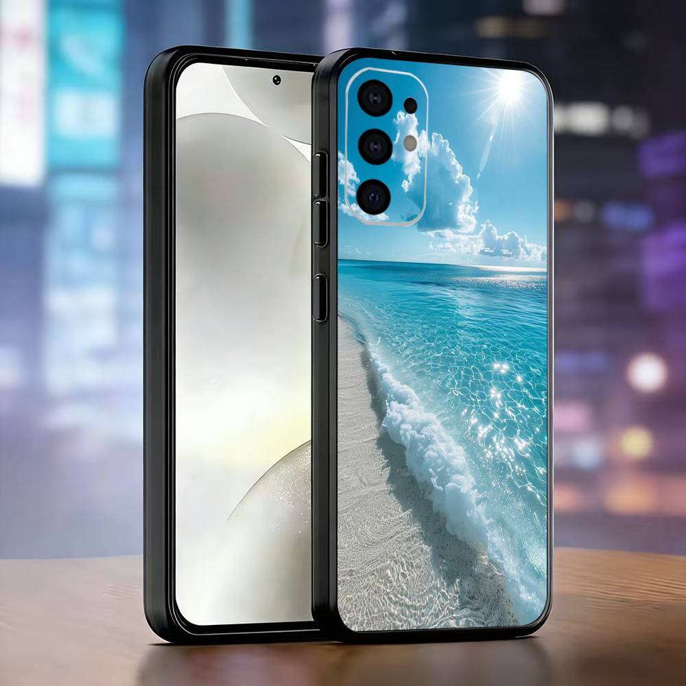 Beach Phone Case For Samsung S25,S24,S21,S22,S23,S30,Ultra,S20,Plus,Fe,Lite,Note,10,Black Cover