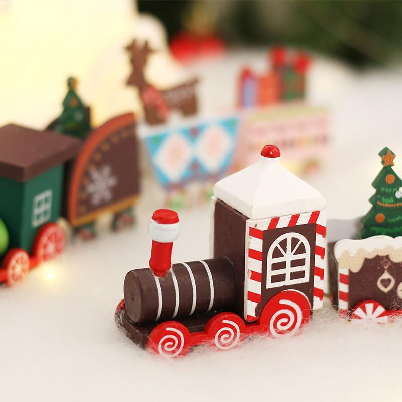 Christmas Decorations Painted Wooden Train Ornament Kids Toy Gift