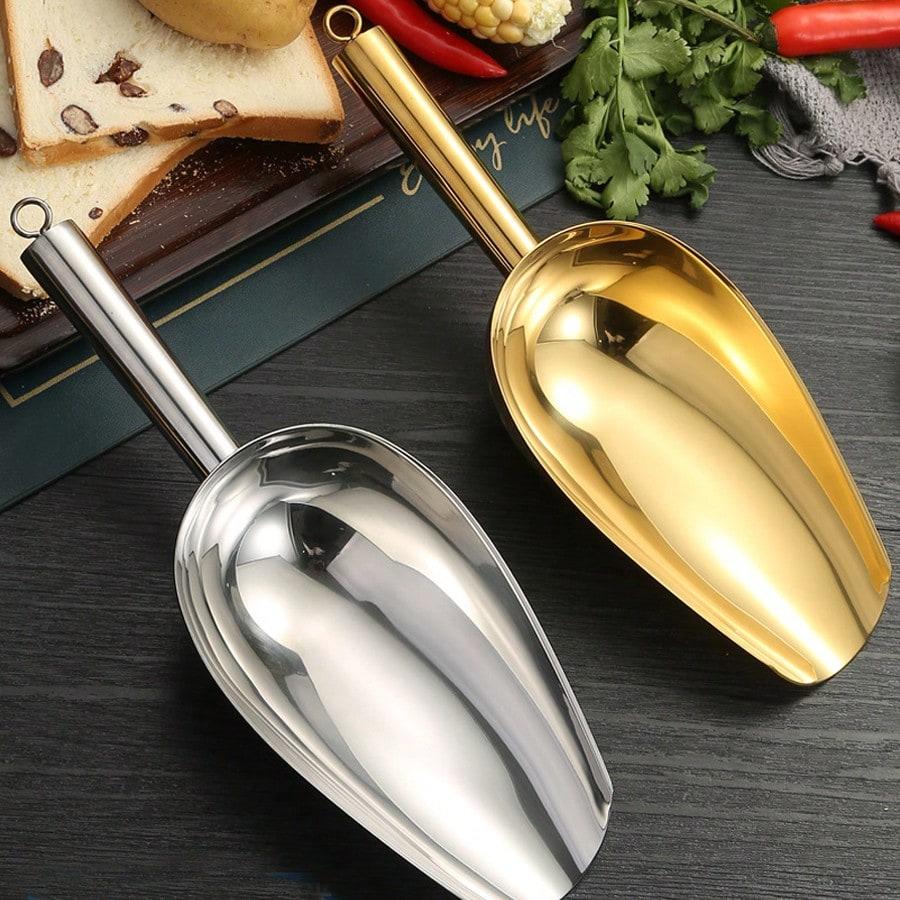 Stainless Steel Ice Shovel, Flat Ice Scoop, Bar Tool, Supermarket Shovel For Sugar/Candy/Tea Leaves