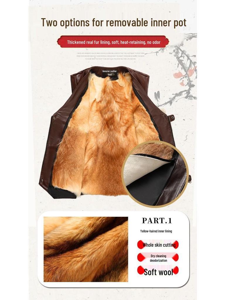 Herren Plus Size West aus echtem Rindsleder mit mehreren Taschen – Lässiges Gilet für Frühling, Herbst, Winter & Vaters Outfit
